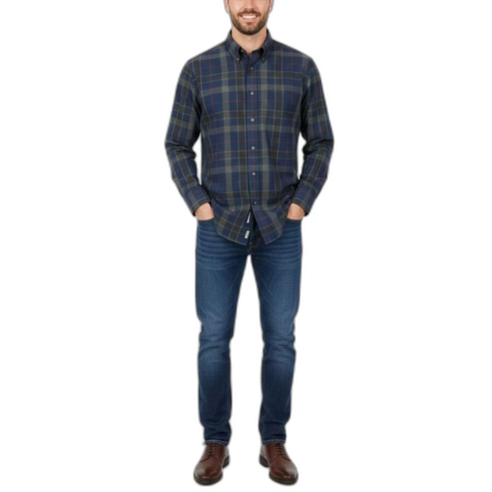 Burberry London Men's Blue Gray Plaid Vintage LS Button-Down Shirt Size M